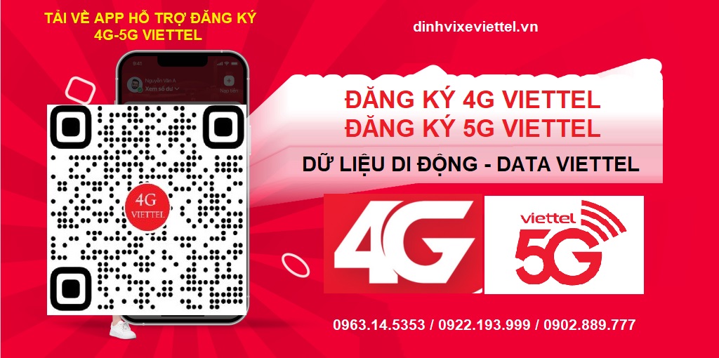 Đăng ký 4G Viettel - Sim 5G Dữ liệu di động, data gói cước 